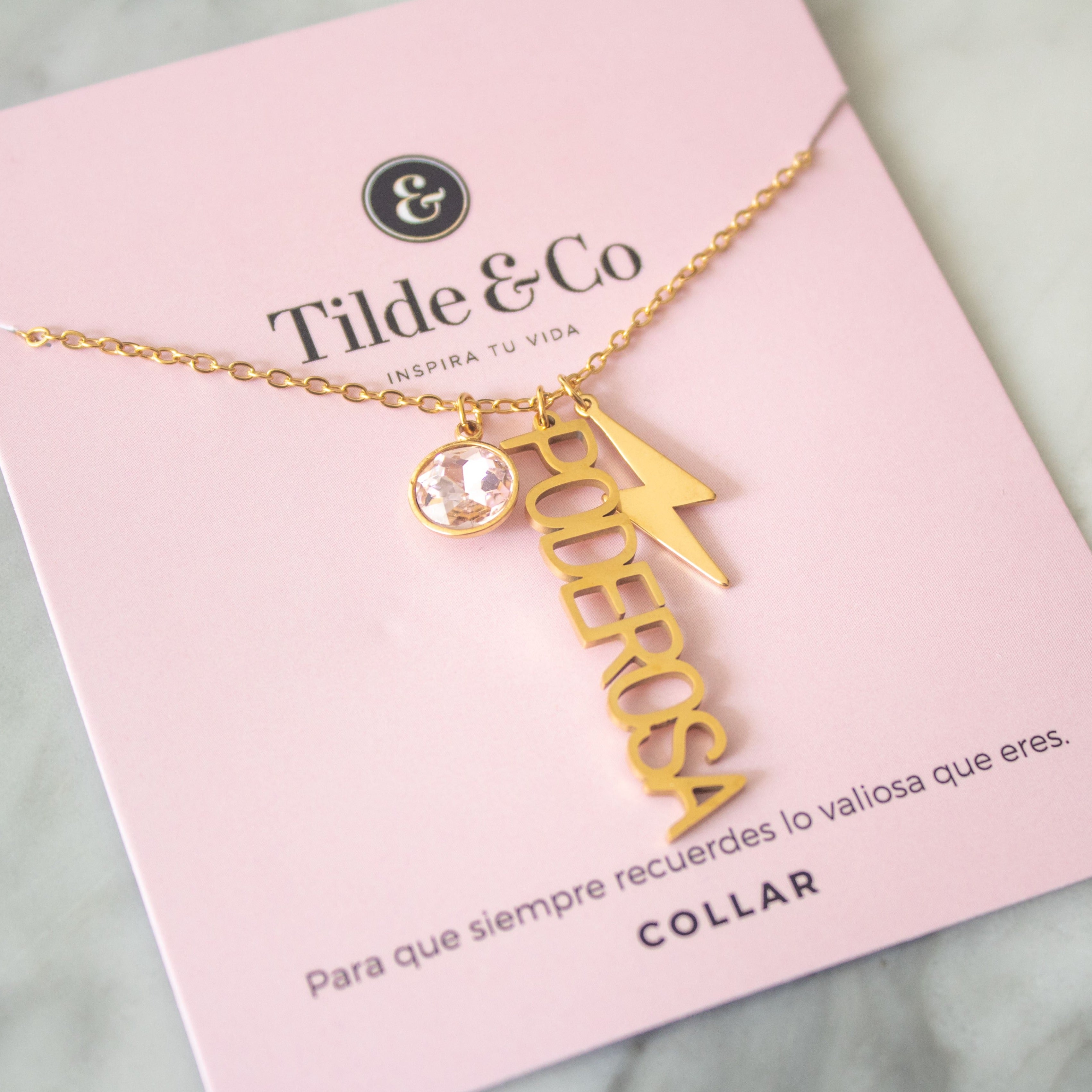 Collar de mensaje inspirador de Poderosa